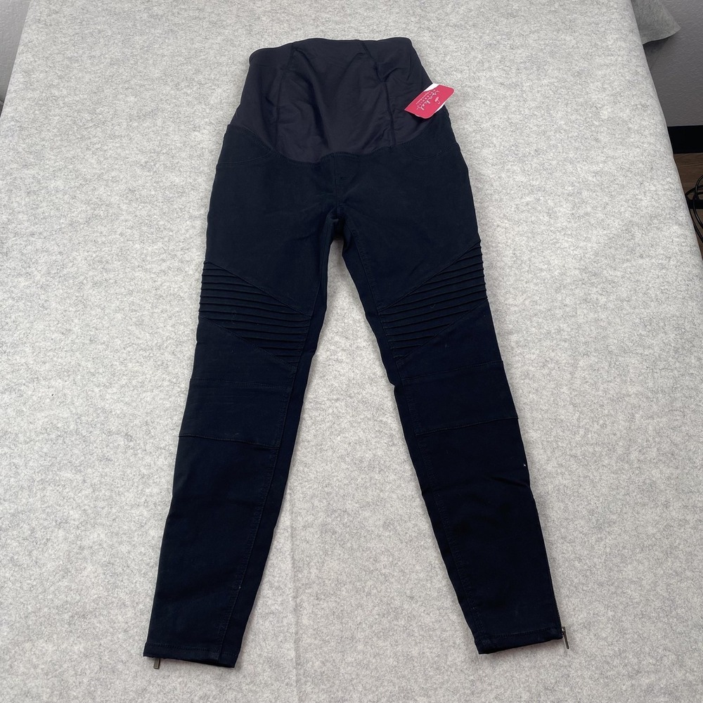 Isabel Maternity Jegging Jeans Womens 4 (32x28) Black Moto Ankle Zip Stretch
